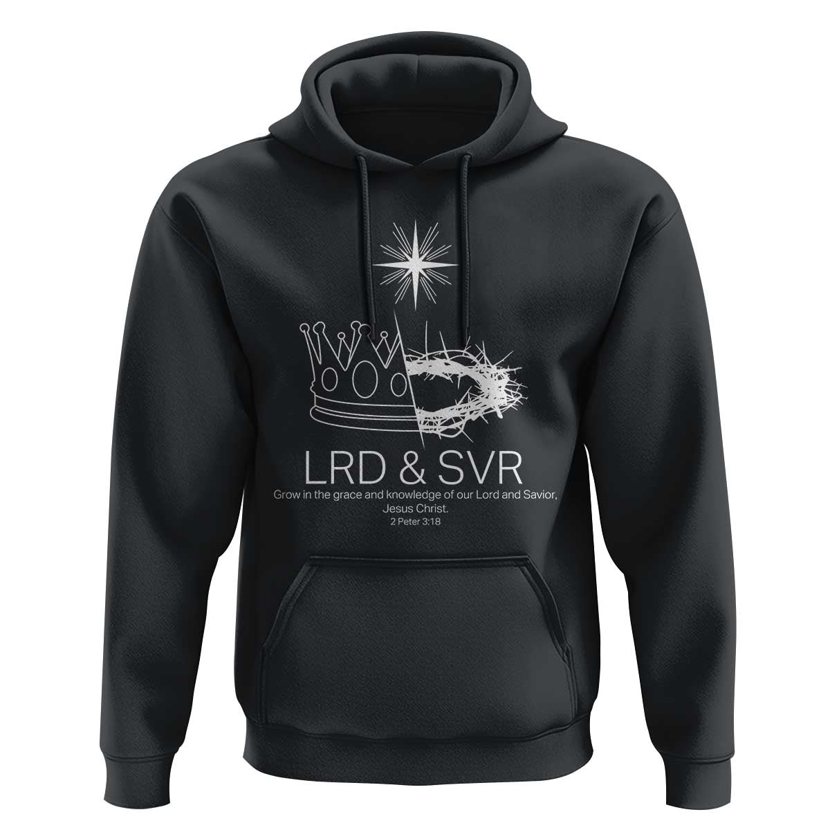 Jesus Christian Hoodie Crown Thorn Monochrome LRD SVR Symbolic Religious - Wonder Print Shop