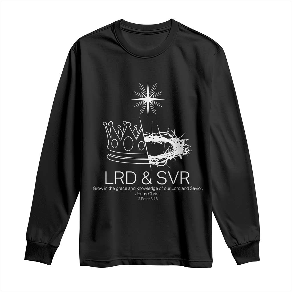 Jesus Christian Long Sleeve Shirt Crown Thorn Monochrome LRD SVR Symbolic Religious - Wonder Print Shop