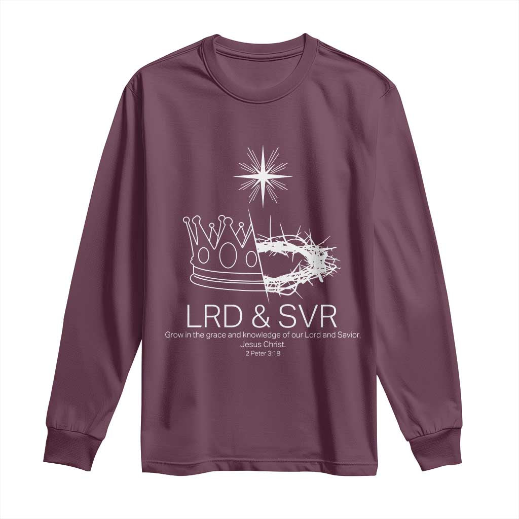 Jesus Christian Long Sleeve Shirt Crown Thorn Monochrome LRD SVR Symbolic Religious - Wonder Print Shop
