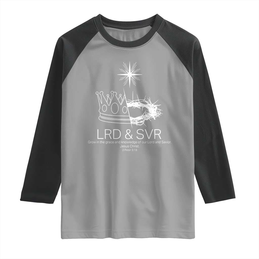 Jesus Christian Raglan Shirt Crown Thorn Monochrome LRD SVR Symbolic Religious - Wonder Print Shop