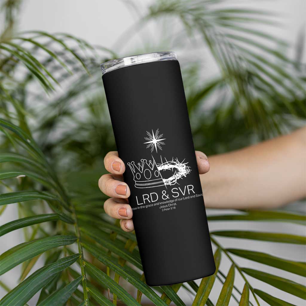 Jesus Christian Skinny Tumbler Crown Thorn Monochrome LRD SVR Symbolic Religious - Wonder Print Shop