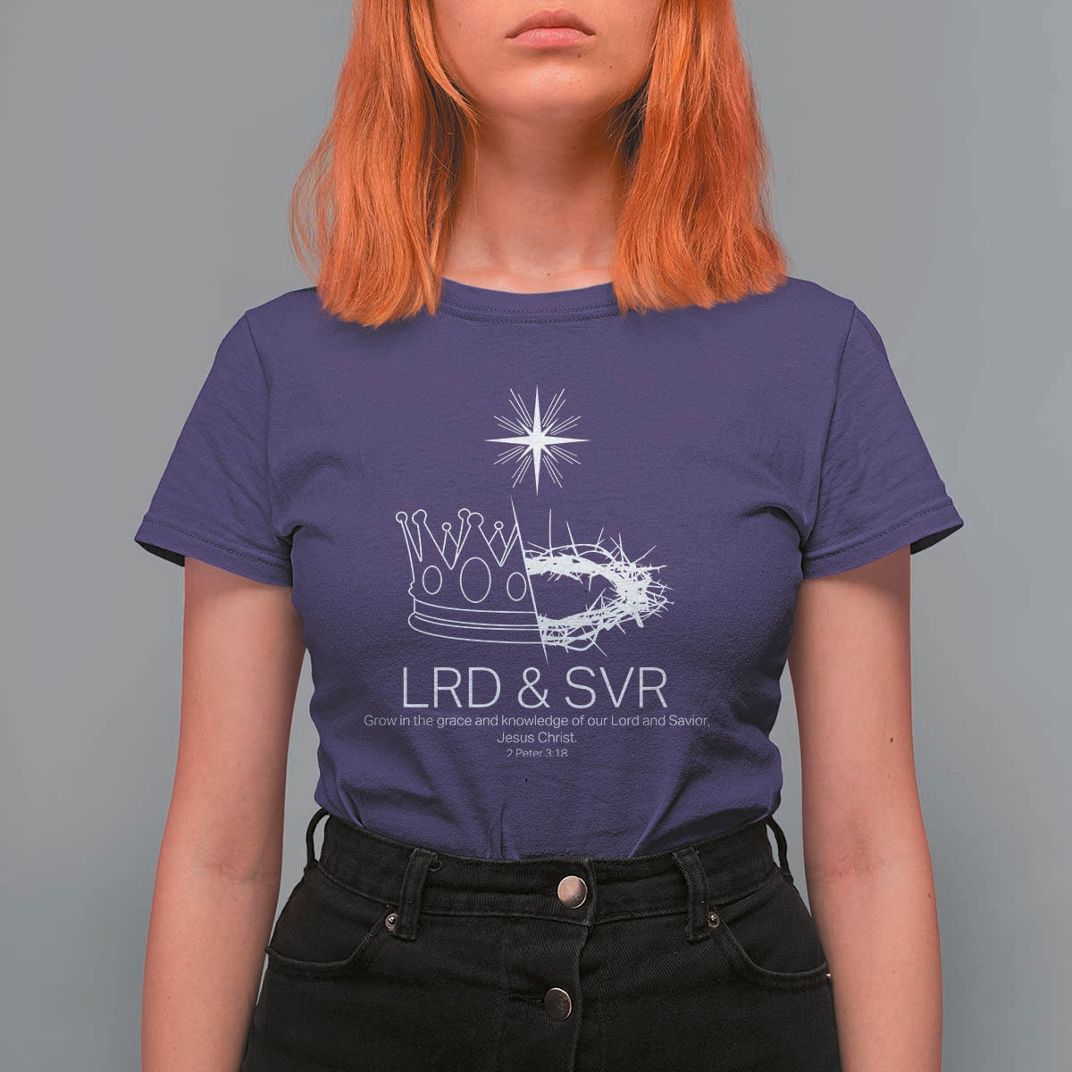 Jesus Christian T Shirt For Women Crown Thorn Monochrome LRD SVR Symbolic Religious - Wonder Print Shop