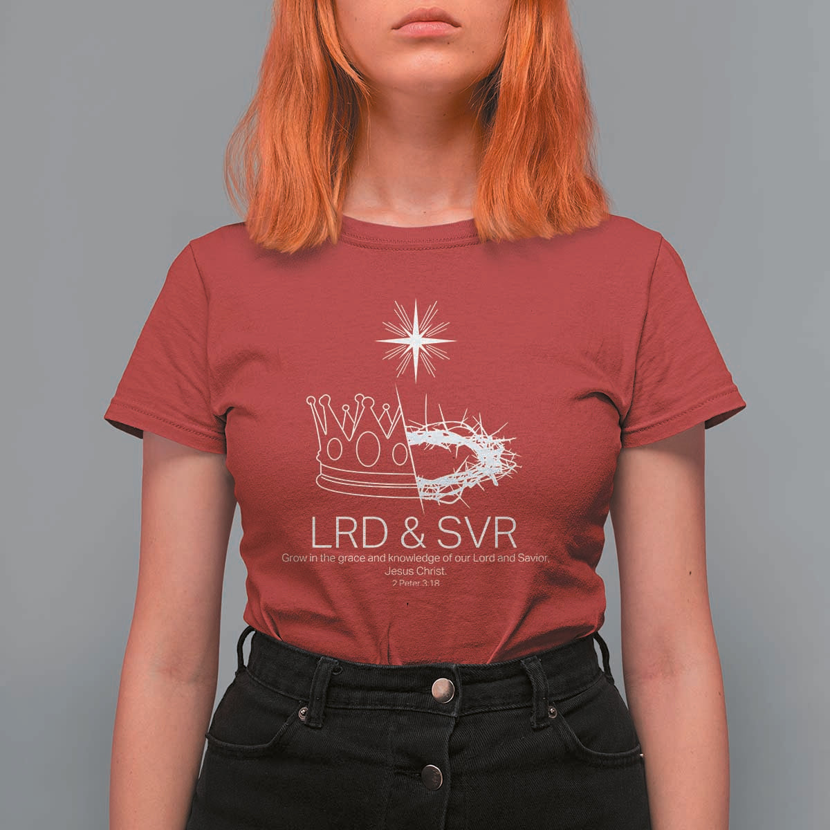 Jesus Christian T Shirt For Women Crown Thorn Monochrome LRD SVR Symbolic Religious - Wonder Print Shop