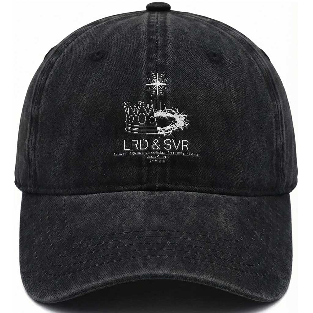 Jesus Christian Washed Cotton Baseball Cap Crown Thorn Monochrome LRD SVR Symbolic Religious