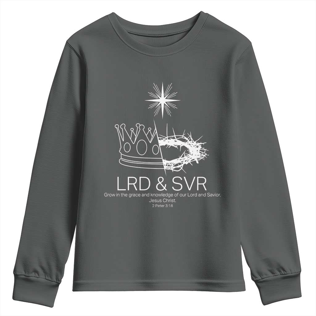 Jesus Christian Youth Sweatshirt Crown Thorn Monochrome LRD SVR Symbolic Religious - Wonder Print Shop