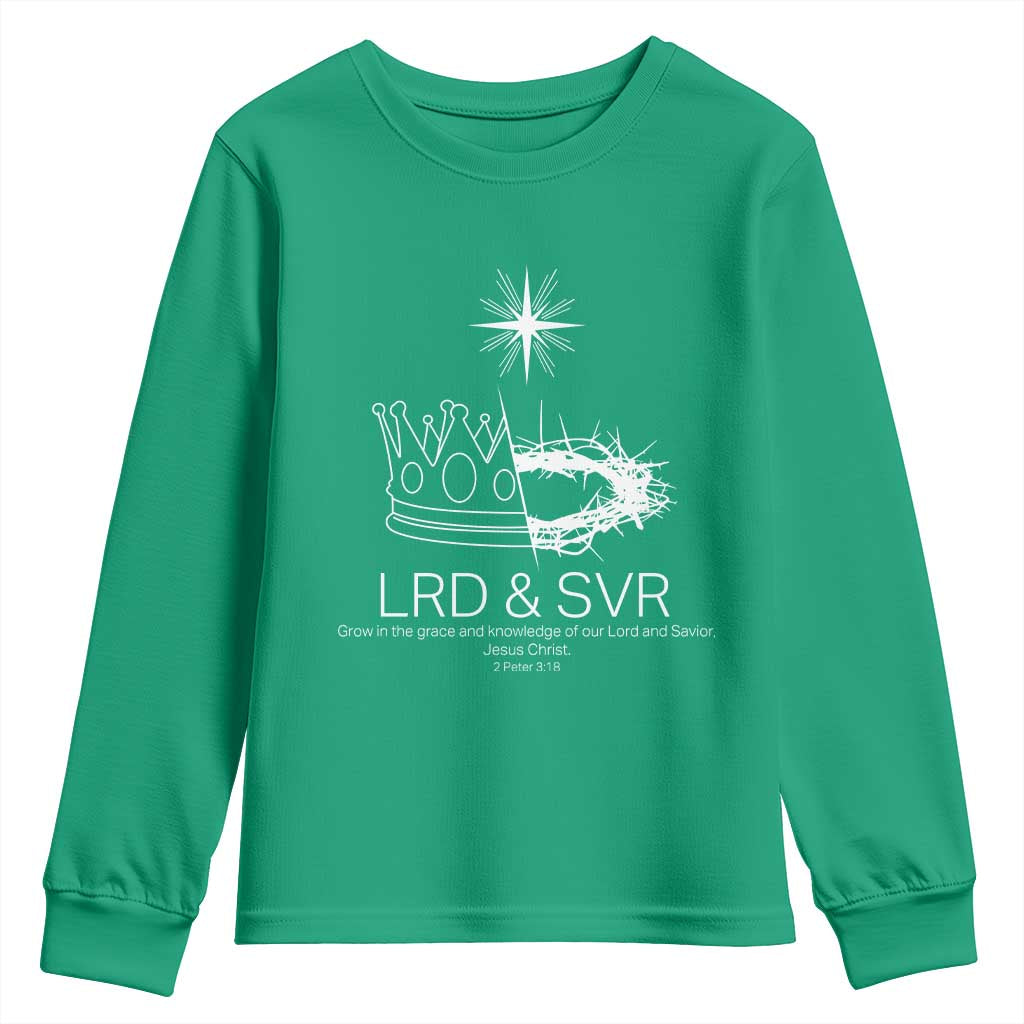 Jesus Christian Youth Sweatshirt Crown Thorn Monochrome LRD SVR Symbolic Religious - Wonder Print Shop
