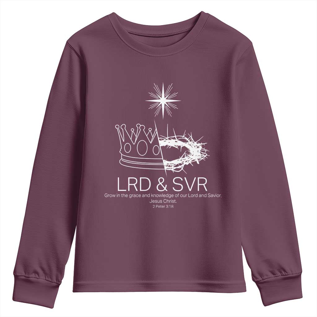 Jesus Christian Youth Sweatshirt Crown Thorn Monochrome LRD SVR Symbolic Religious - Wonder Print Shop