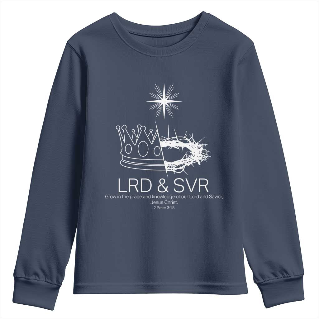 Jesus Christian Youth Sweatshirt Crown Thorn Monochrome LRD SVR Symbolic Religious - Wonder Print Shop