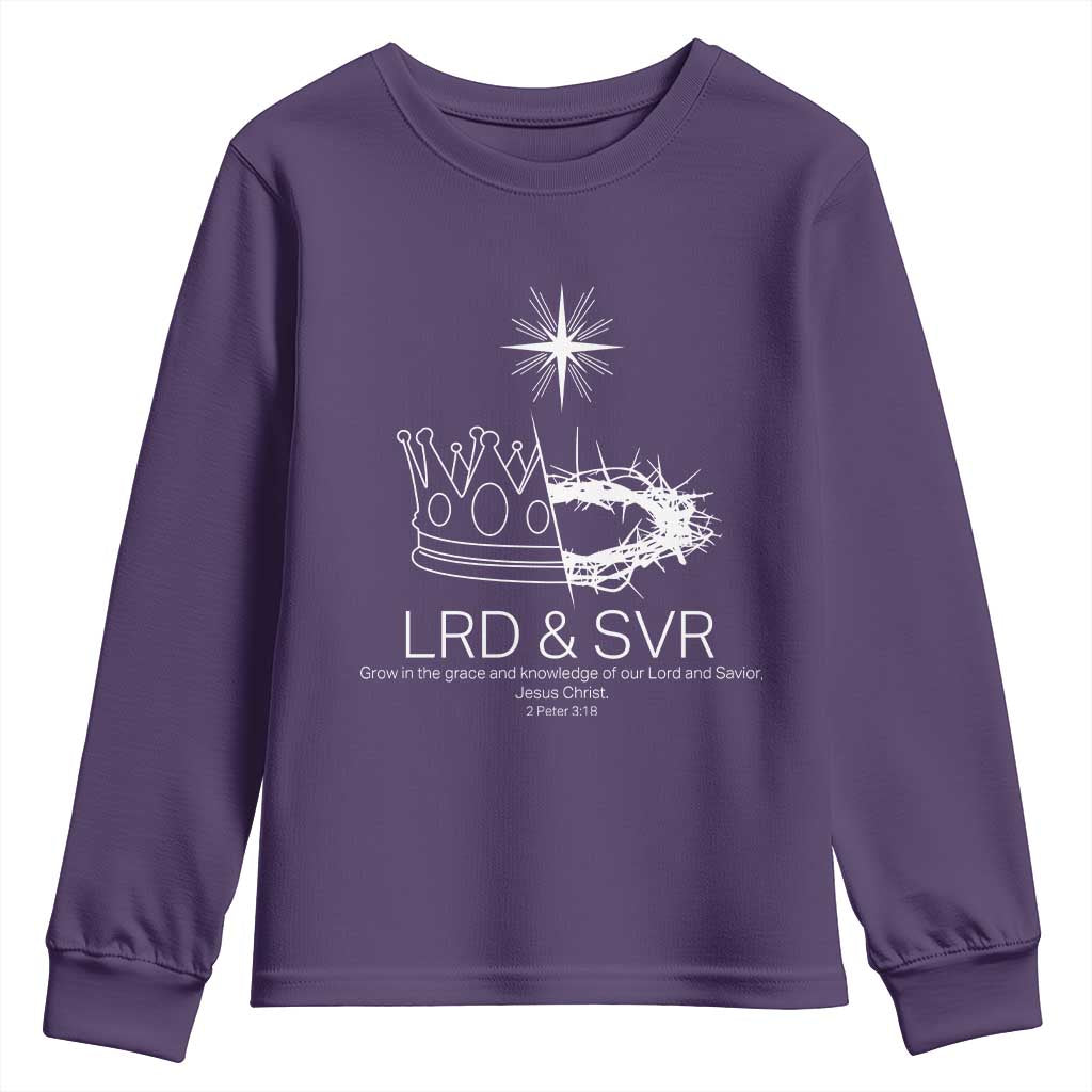 Jesus Christian Youth Sweatshirt Crown Thorn Monochrome LRD SVR Symbolic Religious - Wonder Print Shop