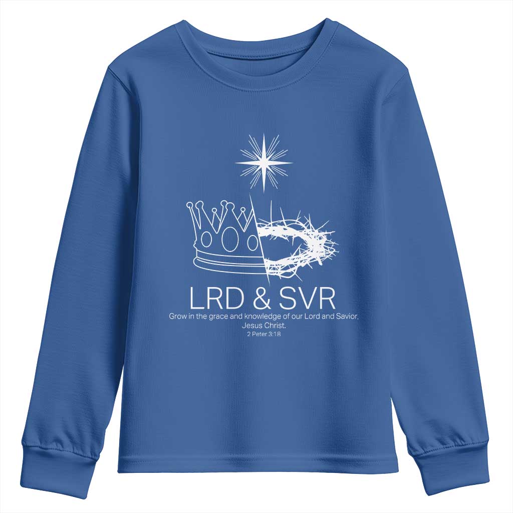 Jesus Christian Youth Sweatshirt Crown Thorn Monochrome LRD SVR Symbolic Religious - Wonder Print Shop