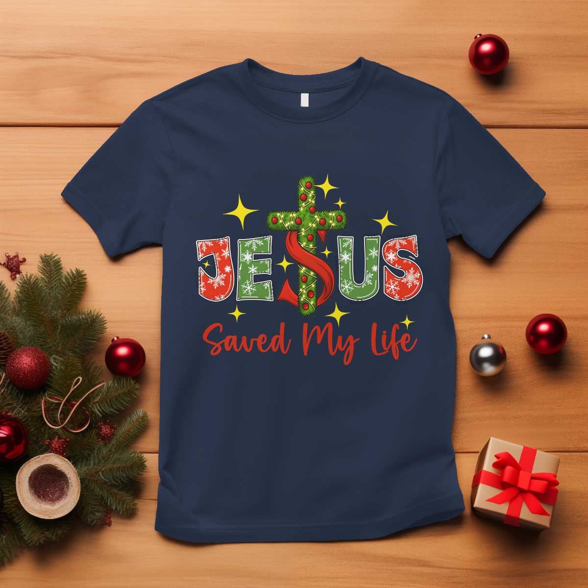 Jesus Christian Christmas T Shirt Religious Cross Bible Verse - Wonder Print Shop