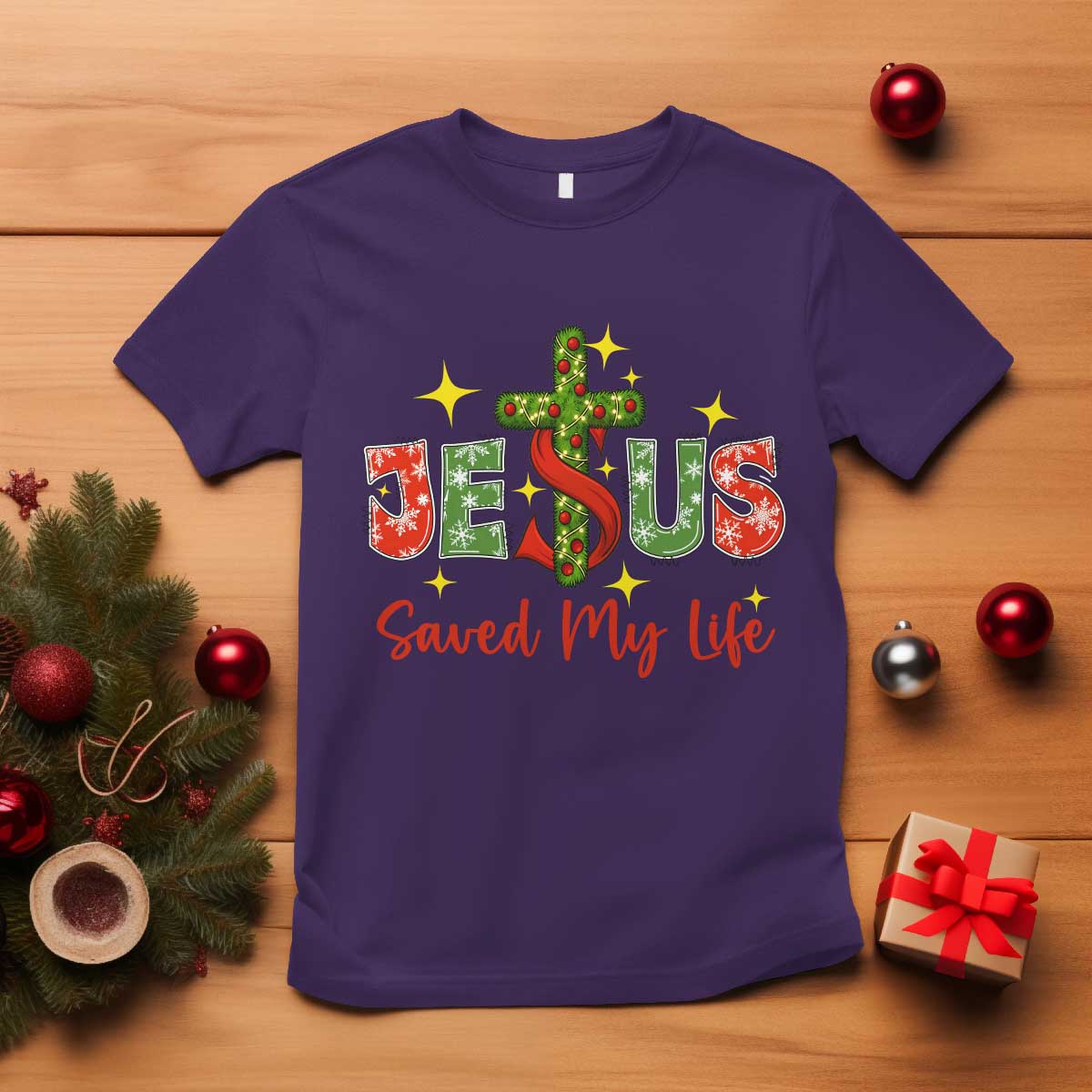Jesus Christian Christmas T Shirt Religious Cross Bible Verse - Wonder Print Shop