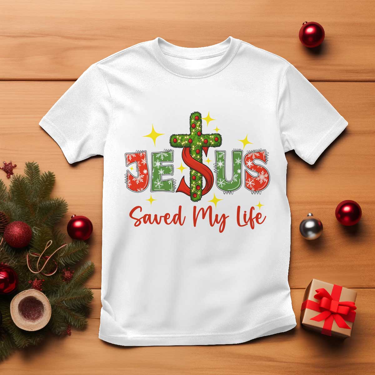 Jesus Christian Christmas T Shirt Religious Cross Bible Verse - Wonder Print Shop