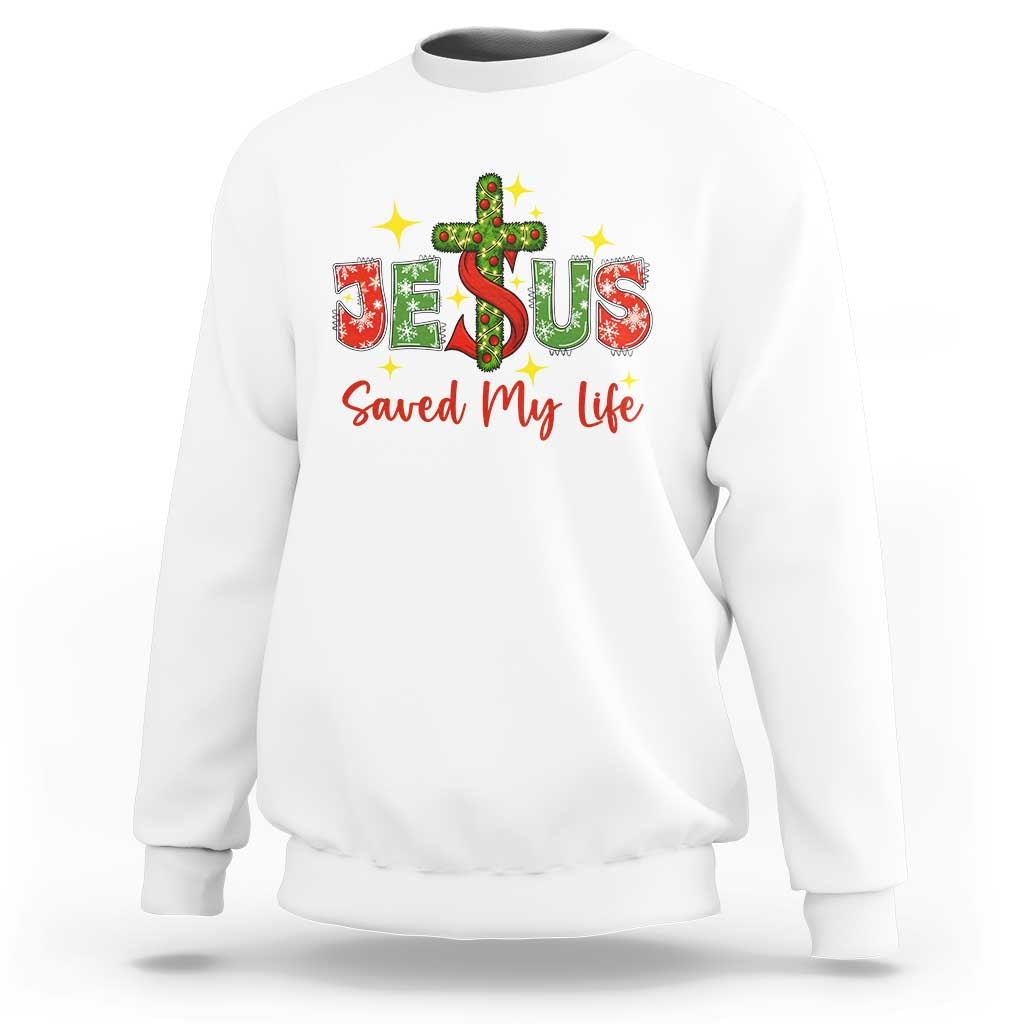 Jesus Christian Christmas Sweatshirt Religious Cross Bible Verse - Wonder Print Shop