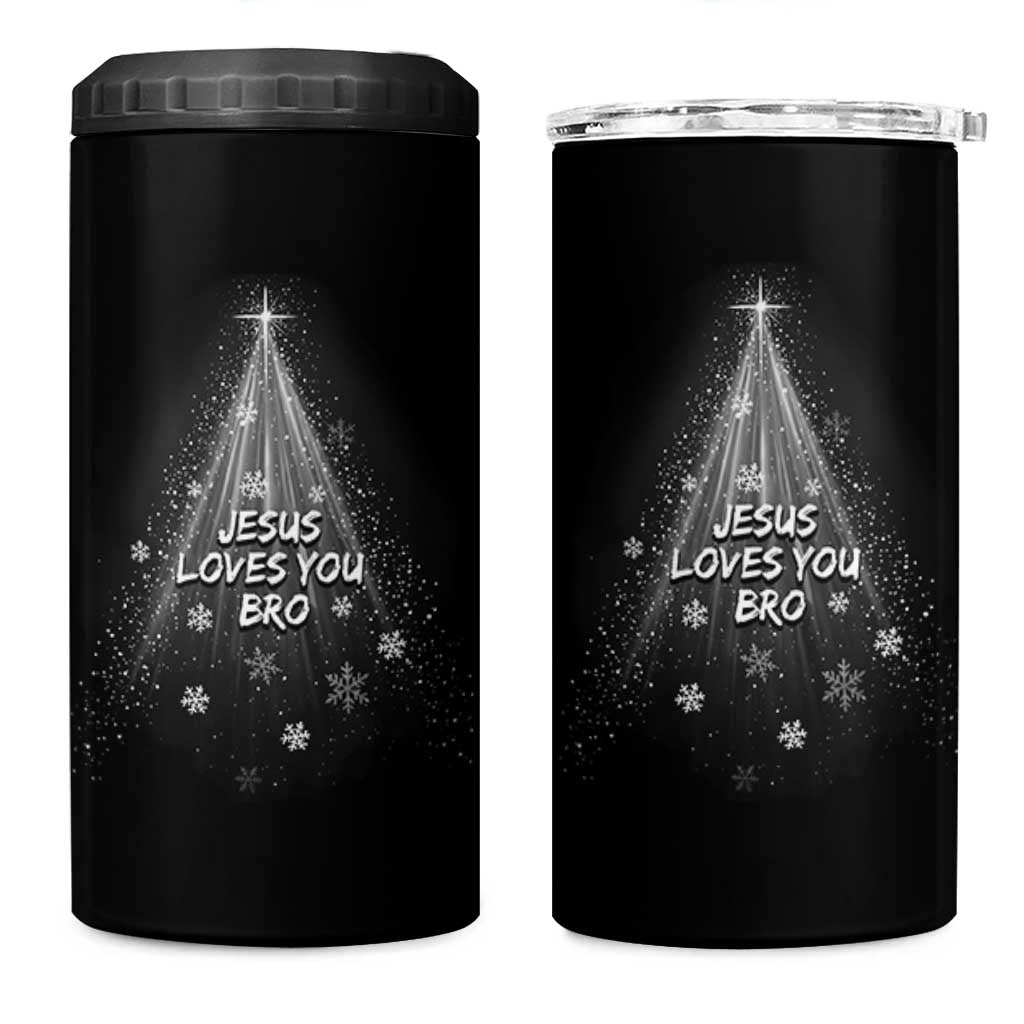 Christian Christmas 4 in 1 Can Cooler Tumbler Jesus Loves You Bro - Wonder Print Shop