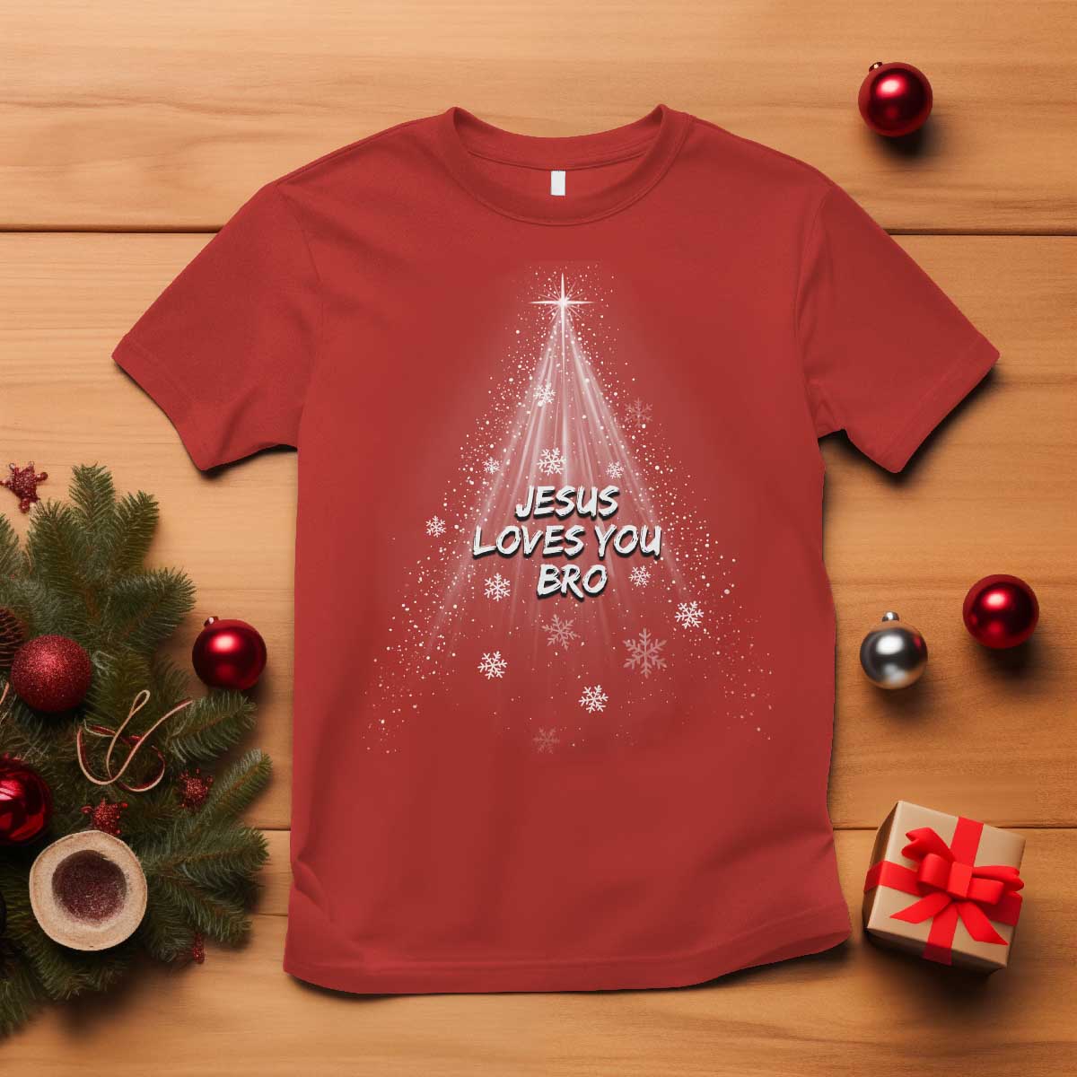 Christian Christmas T Shirt Jesus Loves You Bro - Wonder Print Shop