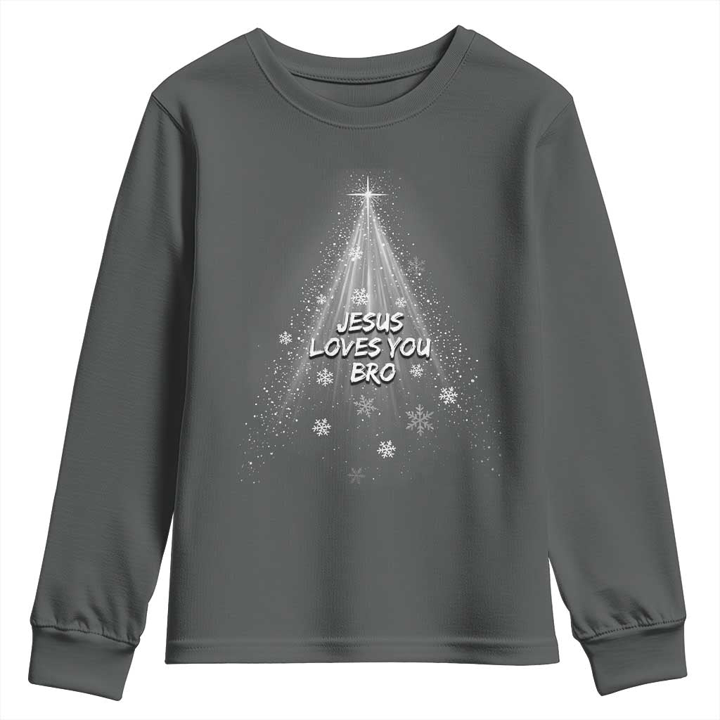 Christian Christmas Youth Sweatshirt Jesus Loves You Bro - Wonder Print Shop