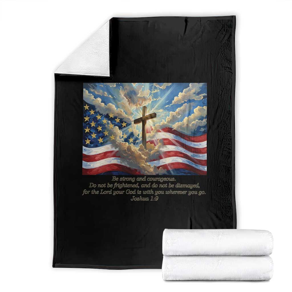 Jesus Christian Throw Blanket American Flag Religious Cross Bible Verse Faith Inspirational - Wonder Print Shop