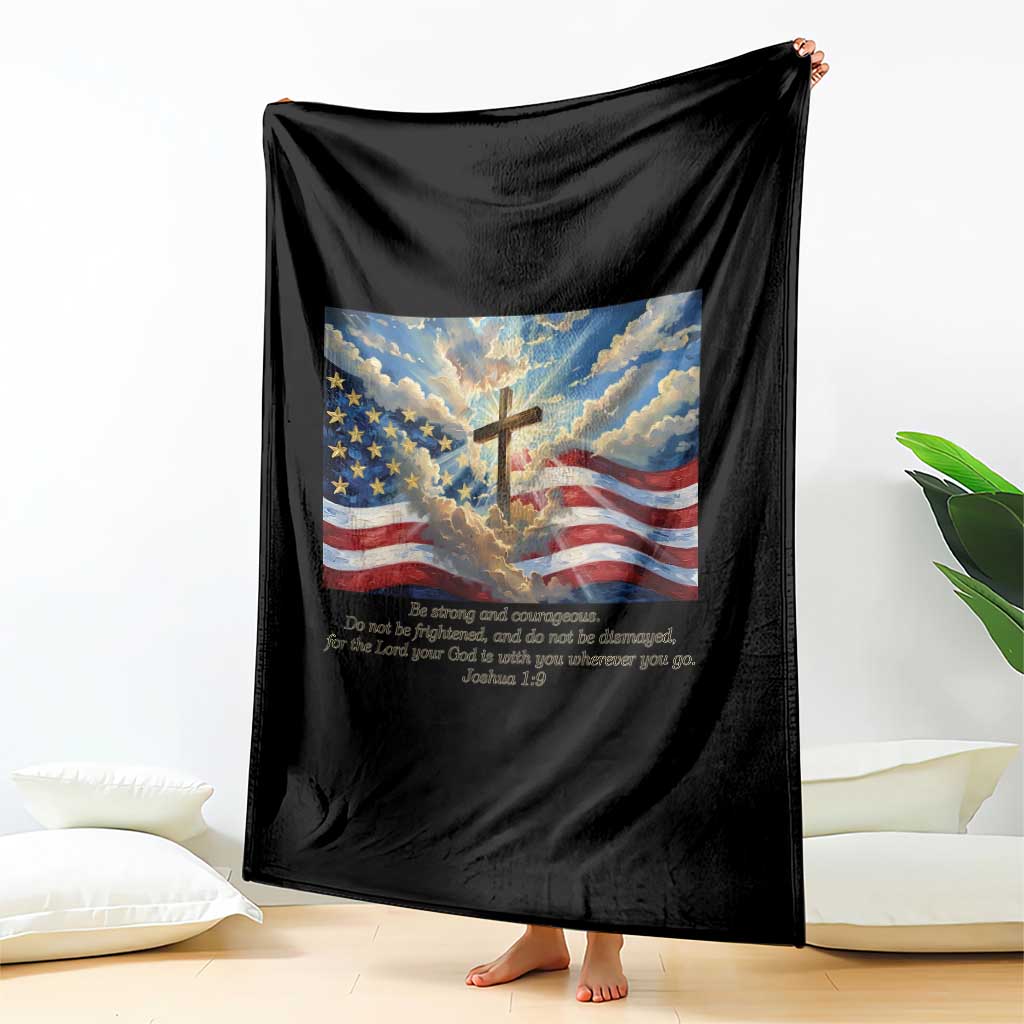 Jesus Christian Throw Blanket American Flag Religious Cross Bible Verse Faith Inspirational - Wonder Print Shop