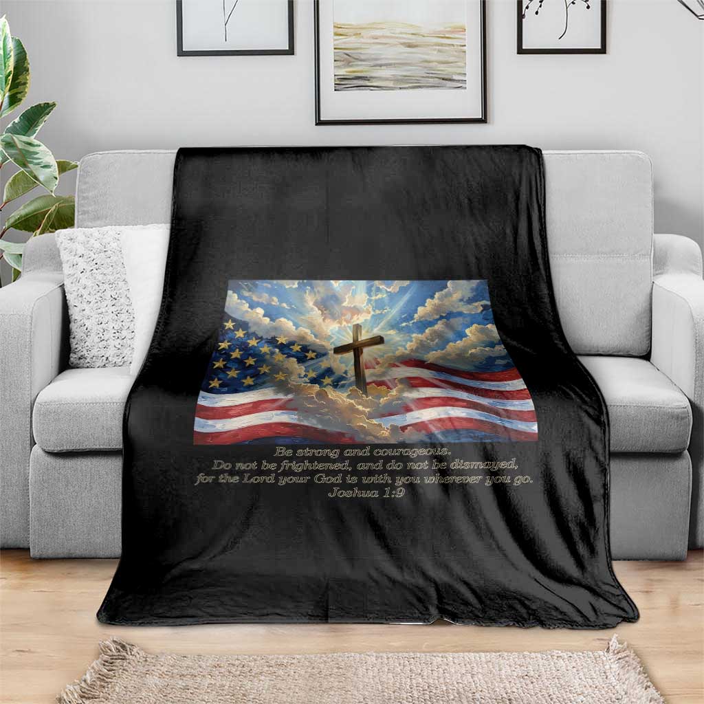 Jesus Christian Throw Blanket American Flag Religious Cross Bible Verse Faith Inspirational - Wonder Print Shop
