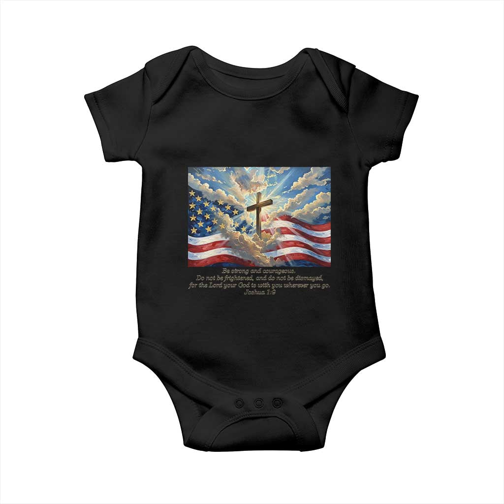 Jesus Christian Baby Onesie American Flag Religious Cross Bible Verse Faith Inspirational - Wonder Print Shop