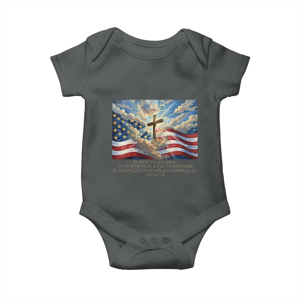 Jesus Christian Baby Onesie American Flag Religious Cross Bible Verse Faith Inspirational - Wonder Print Shop