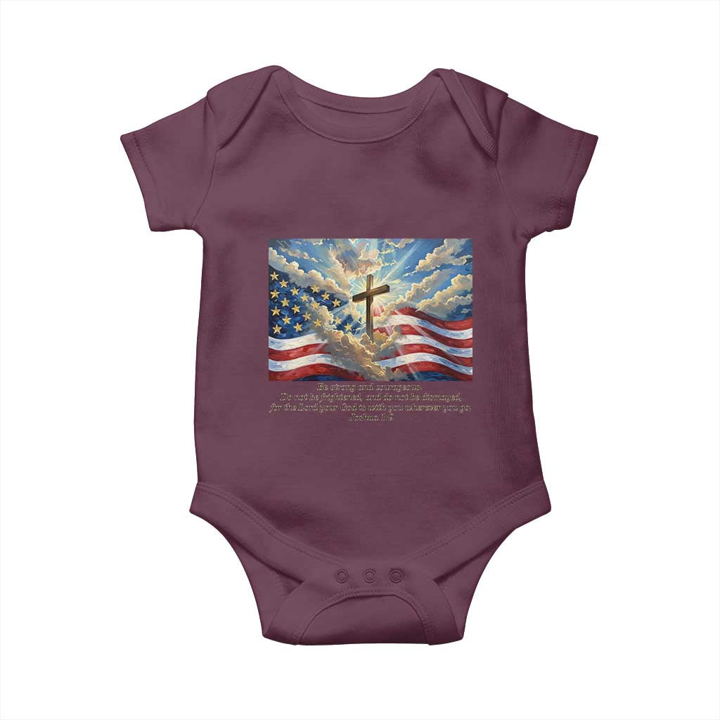 Jesus Christian Baby Onesie American Flag Religious Cross Bible Verse Faith Inspirational - Wonder Print Shop