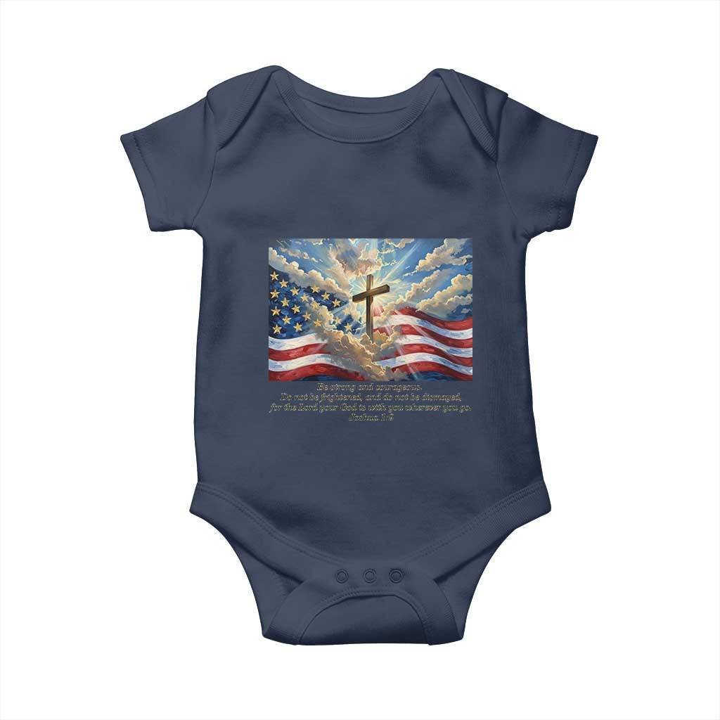 Jesus Christian Baby Onesie American Flag Religious Cross Bible Verse Faith Inspirational - Wonder Print Shop