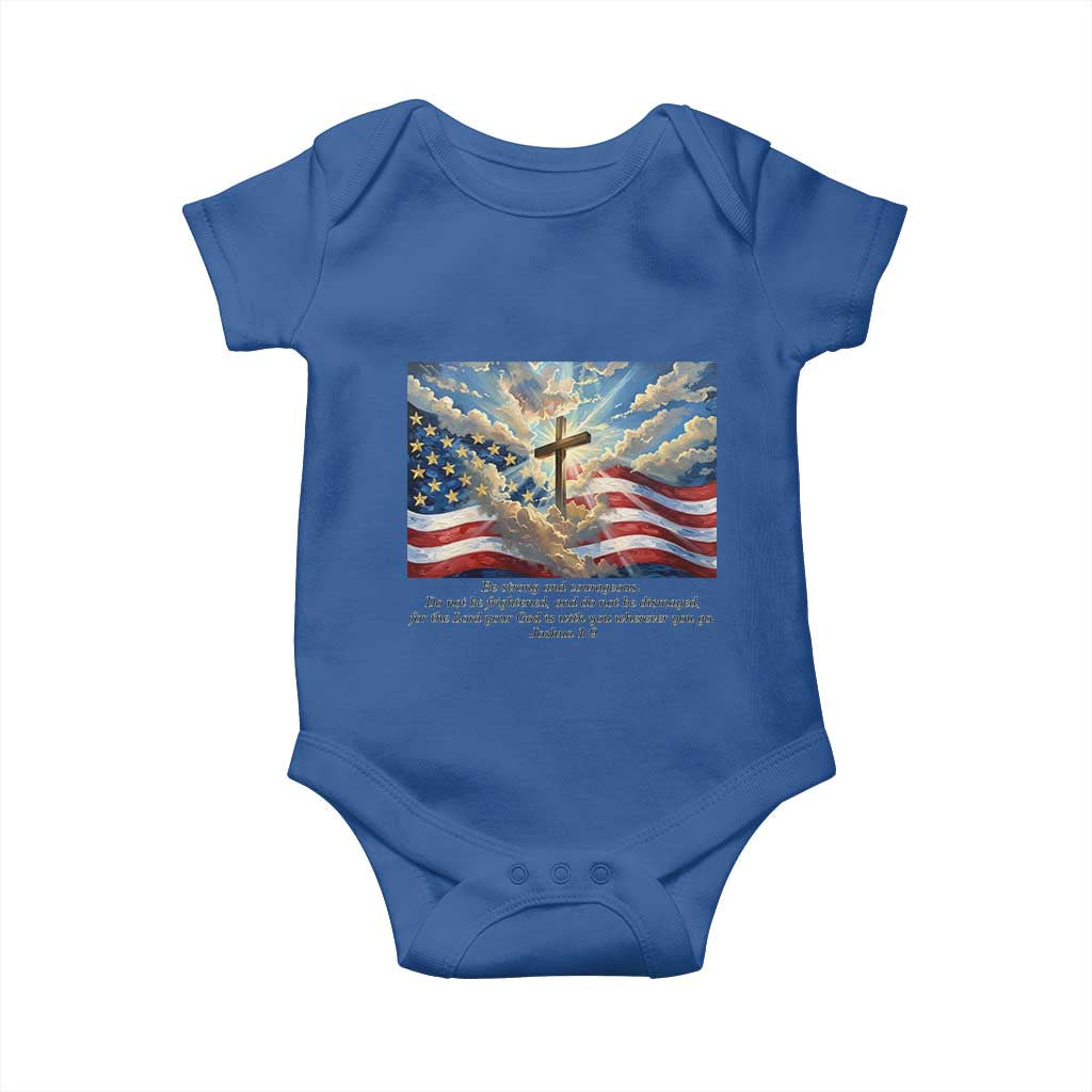 Jesus Christian Baby Onesie American Flag Religious Cross Bible Verse Faith Inspirational - Wonder Print Shop