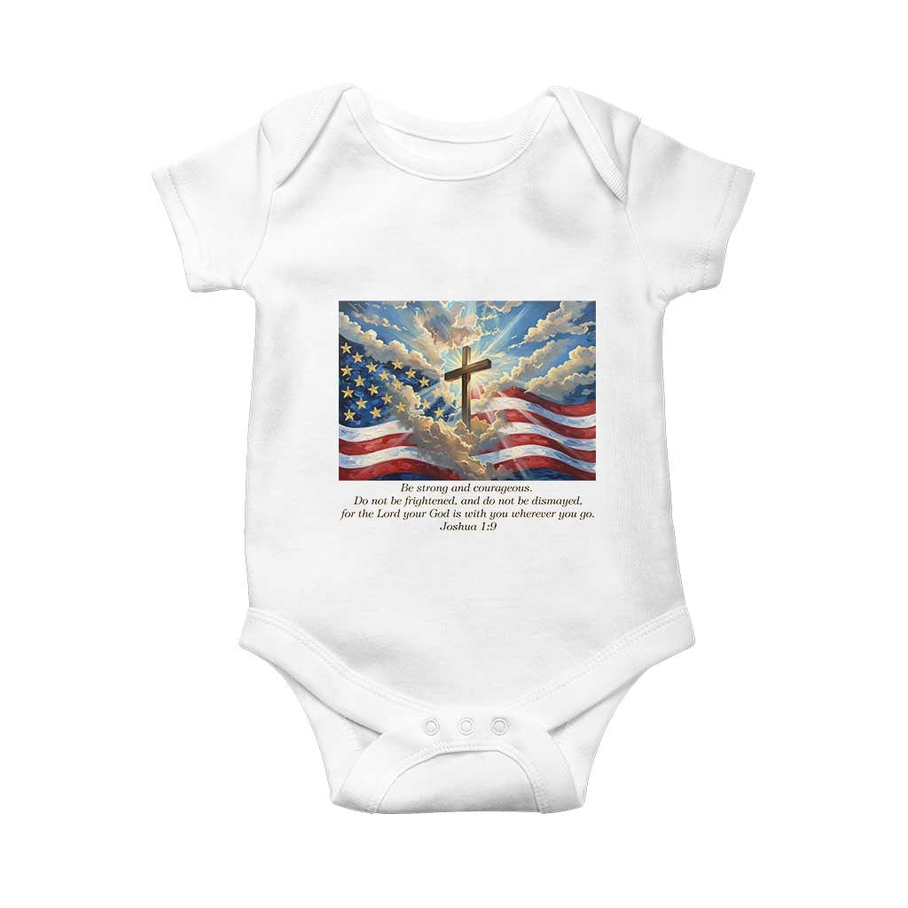 Jesus Christian Baby Onesie American Flag Religious Cross Bible Verse Faith Inspirational - Wonder Print Shop