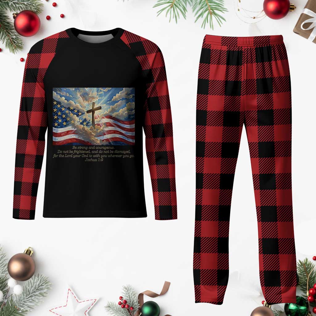 Jesus Christian Plaid Pajama Set American Flag Religious Cross Bible Verse Faith Inspirational - Wonder Print Shop