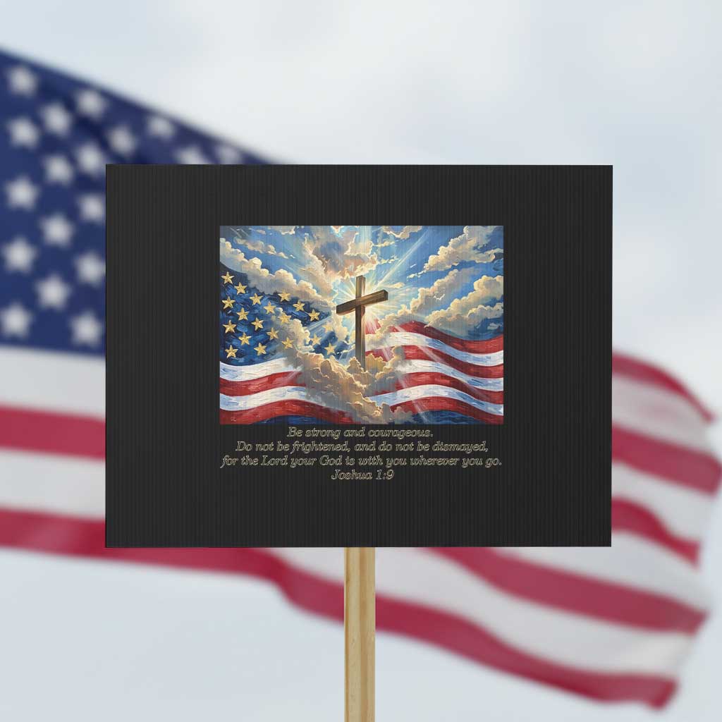 Jesus Christian Protest Sign American Flag Religious Cross Bible Verse Faith Inspirational - Wonder Print Shop