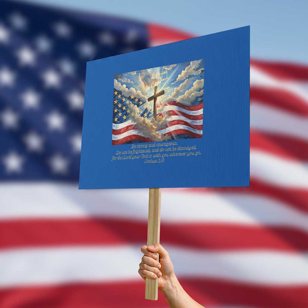 Jesus Christian Protest Sign American Flag Religious Cross Bible Verse Faith Inspirational - Wonder Print Shop
