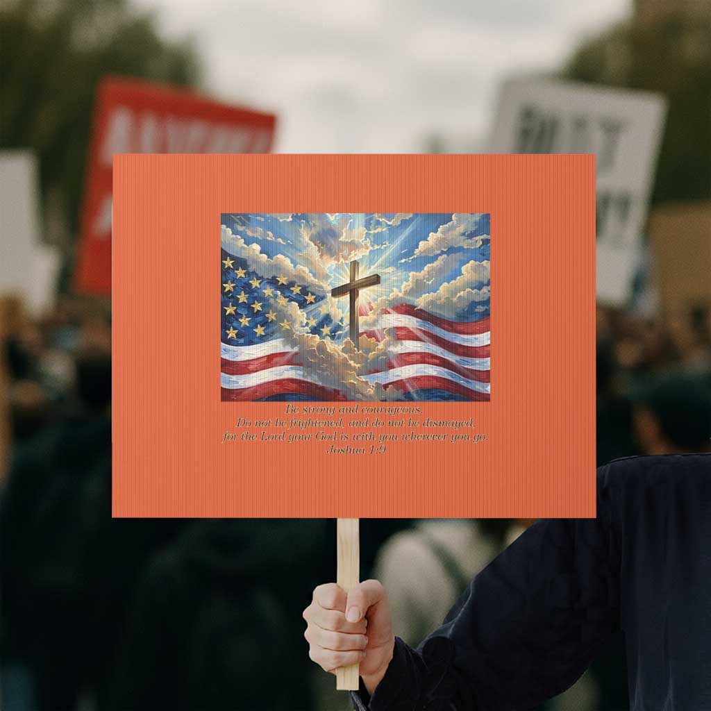 Jesus Christian Protest Sign American Flag Religious Cross Bible Verse Faith Inspirational - Wonder Print Shop