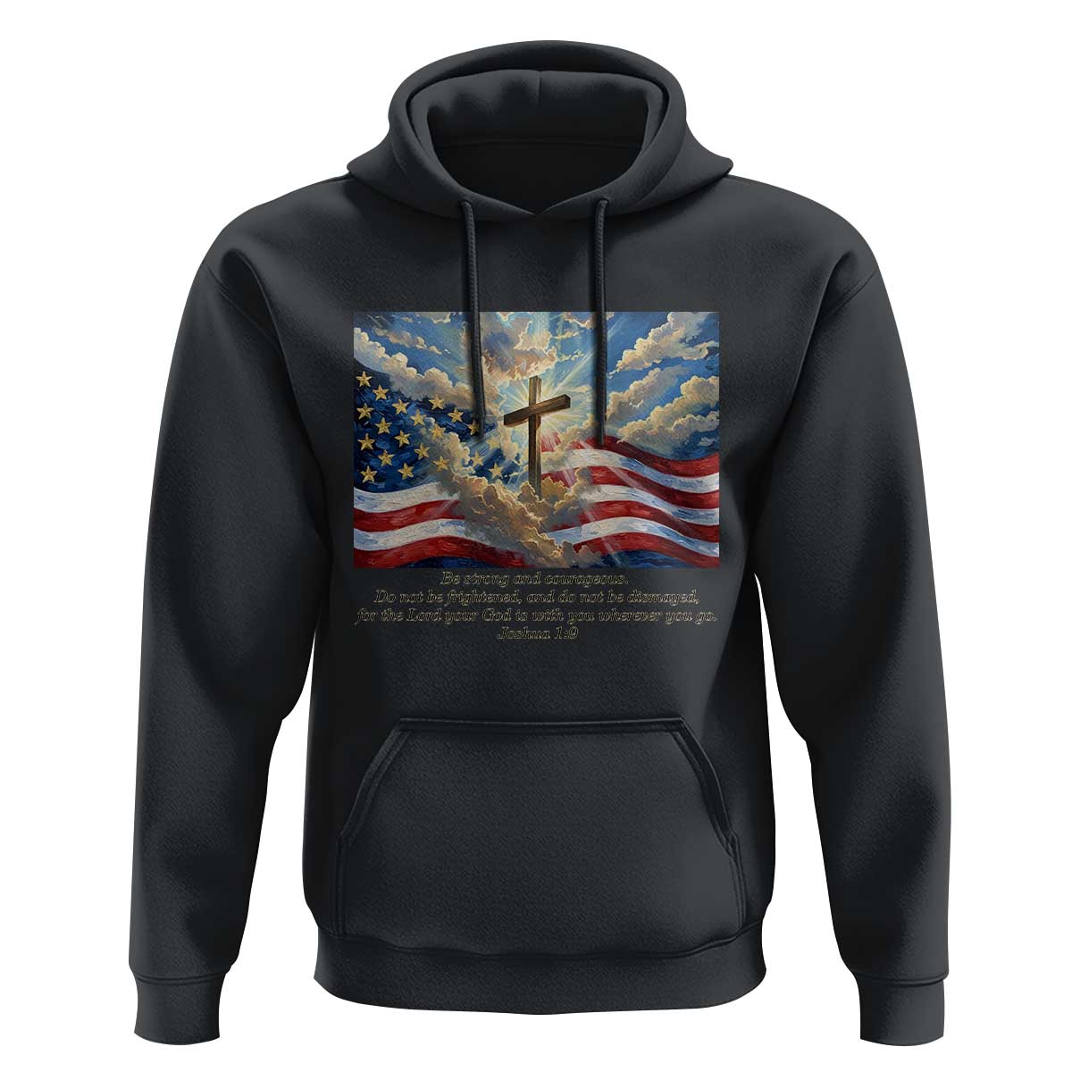 Jesus Christian Hoodie American Flag Religious Cross Bible Verse Faith Inspirational - Wonder Print Shop
