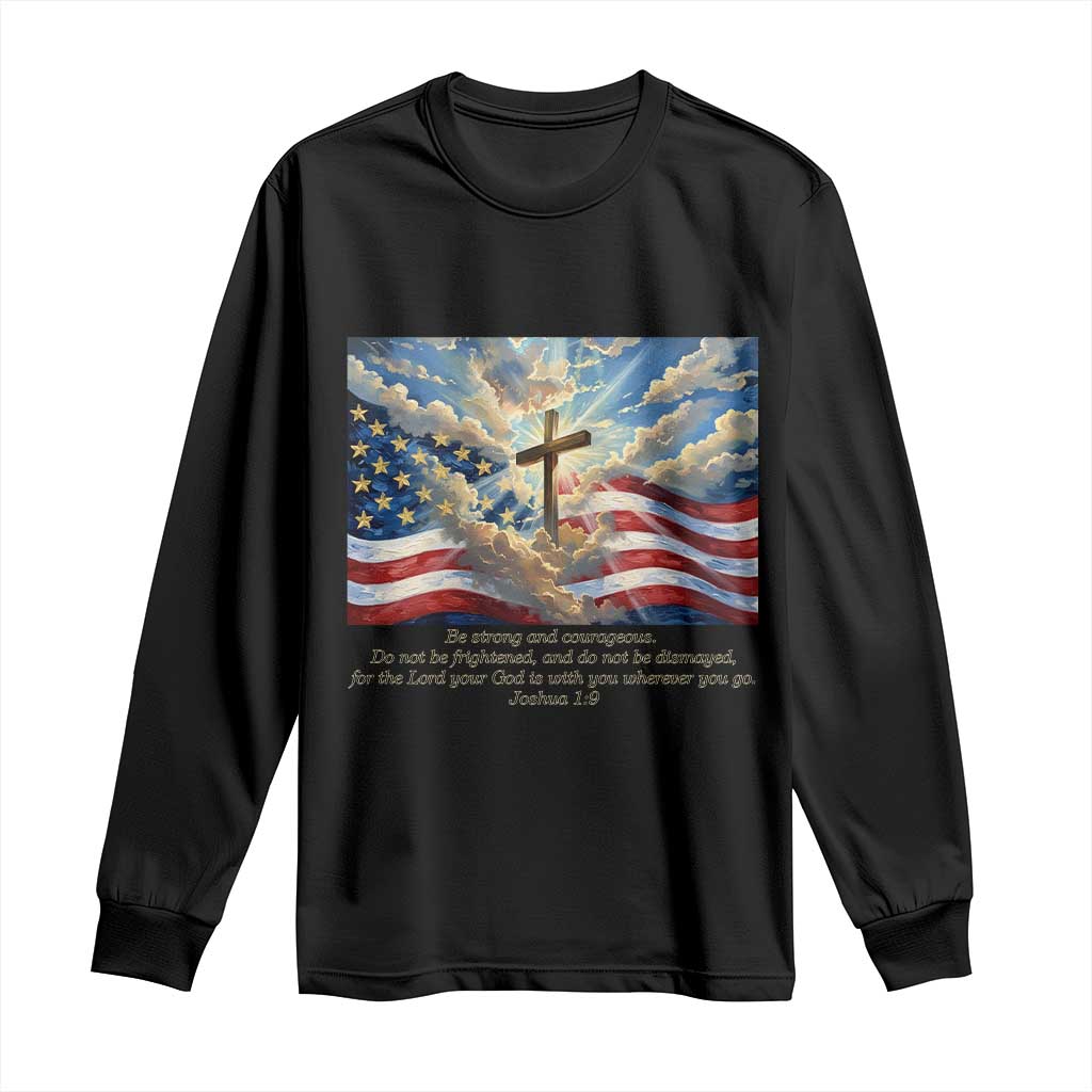 Jesus Christian Long Sleeve Shirt American Flag Religious Cross Bible Verse Faith Inspirational - Wonder Print Shop