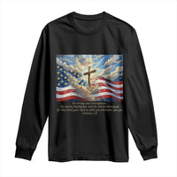 Jesus Christian Long Sleeve Shirt American Flag Religious Cross Bible Verse Faith Inspirational - Wonder Print Shop