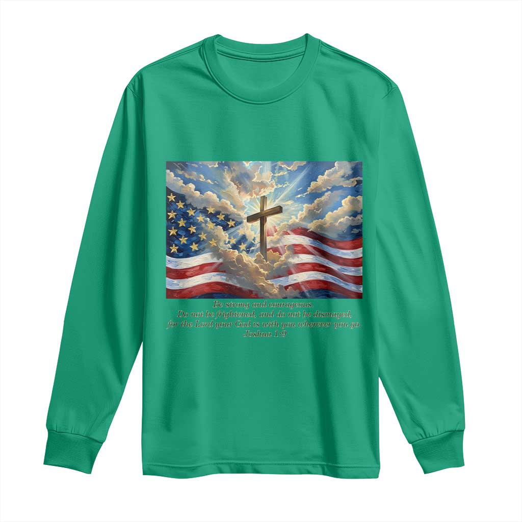 Jesus Christian Long Sleeve Shirt American Flag Religious Cross Bible Verse Faith Inspirational - Wonder Print Shop