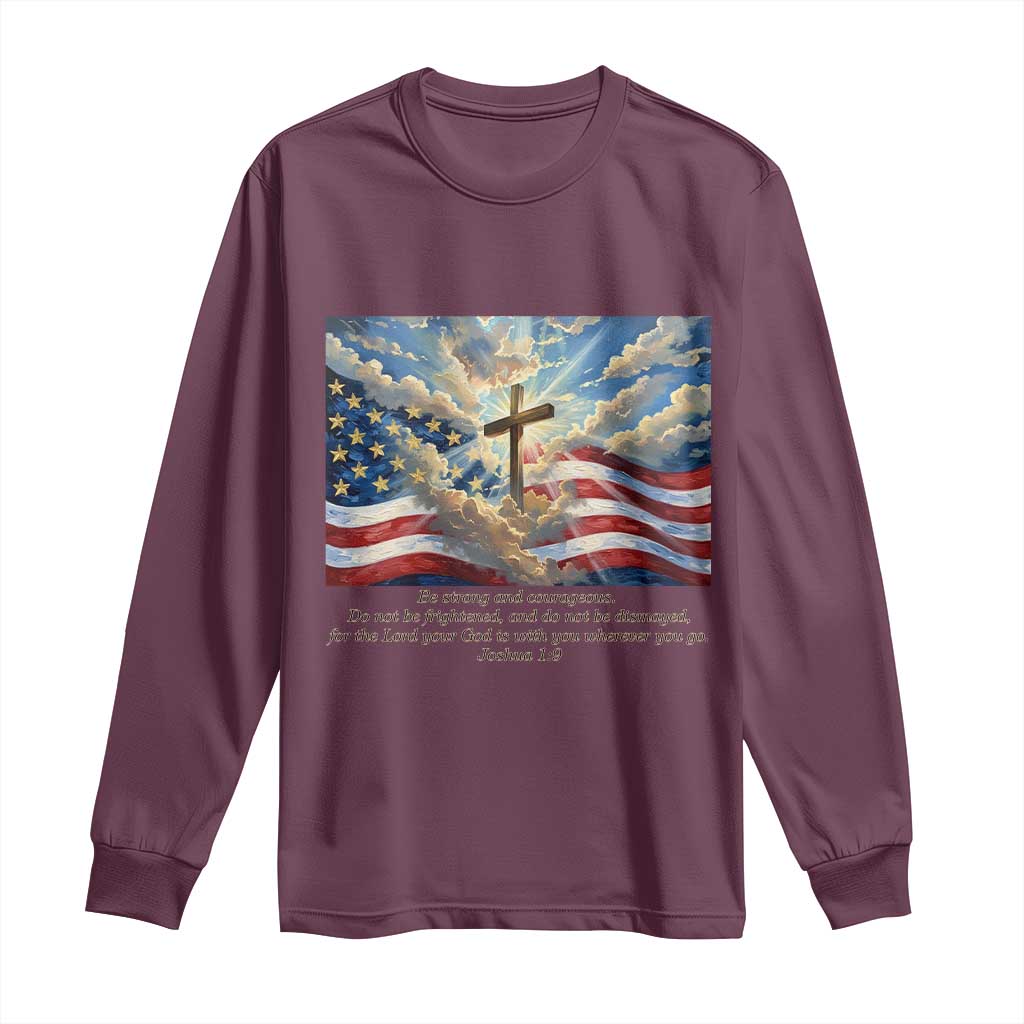 Jesus Christian Long Sleeve Shirt American Flag Religious Cross Bible Verse Faith Inspirational - Wonder Print Shop