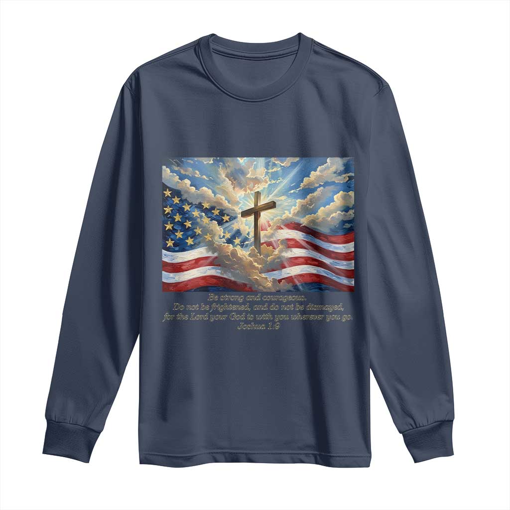Jesus Christian Long Sleeve Shirt American Flag Religious Cross Bible Verse Faith Inspirational - Wonder Print Shop
