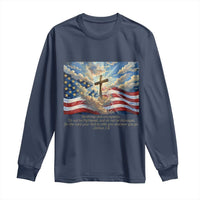 Jesus Christian Long Sleeve Shirt American Flag Religious Cross Bible Verse Faith Inspirational - Wonder Print Shop