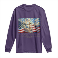 Jesus Christian Long Sleeve Shirt American Flag Religious Cross Bible Verse Faith Inspirational - Wonder Print Shop