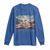 Jesus Christian Long Sleeve Shirt American Flag Religious Cross Bible Verse Faith Inspirational - Wonder Print Shop