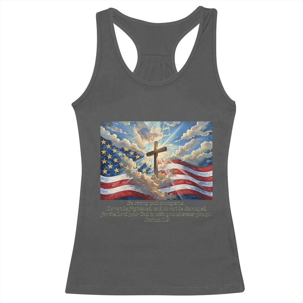Jesus Christian Racerback Tank Top American Flag Religious Cross Bible Verse Faith Inspirational - Wonder Print Shop
