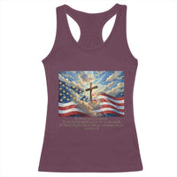 Jesus Christian Racerback Tank Top American Flag Religious Cross Bible Verse Faith Inspirational - Wonder Print Shop