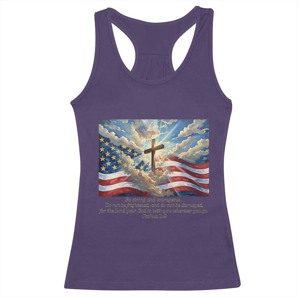 Jesus Christian Racerback Tank Top American Flag Religious Cross Bible Verse Faith Inspirational - Wonder Print Shop
