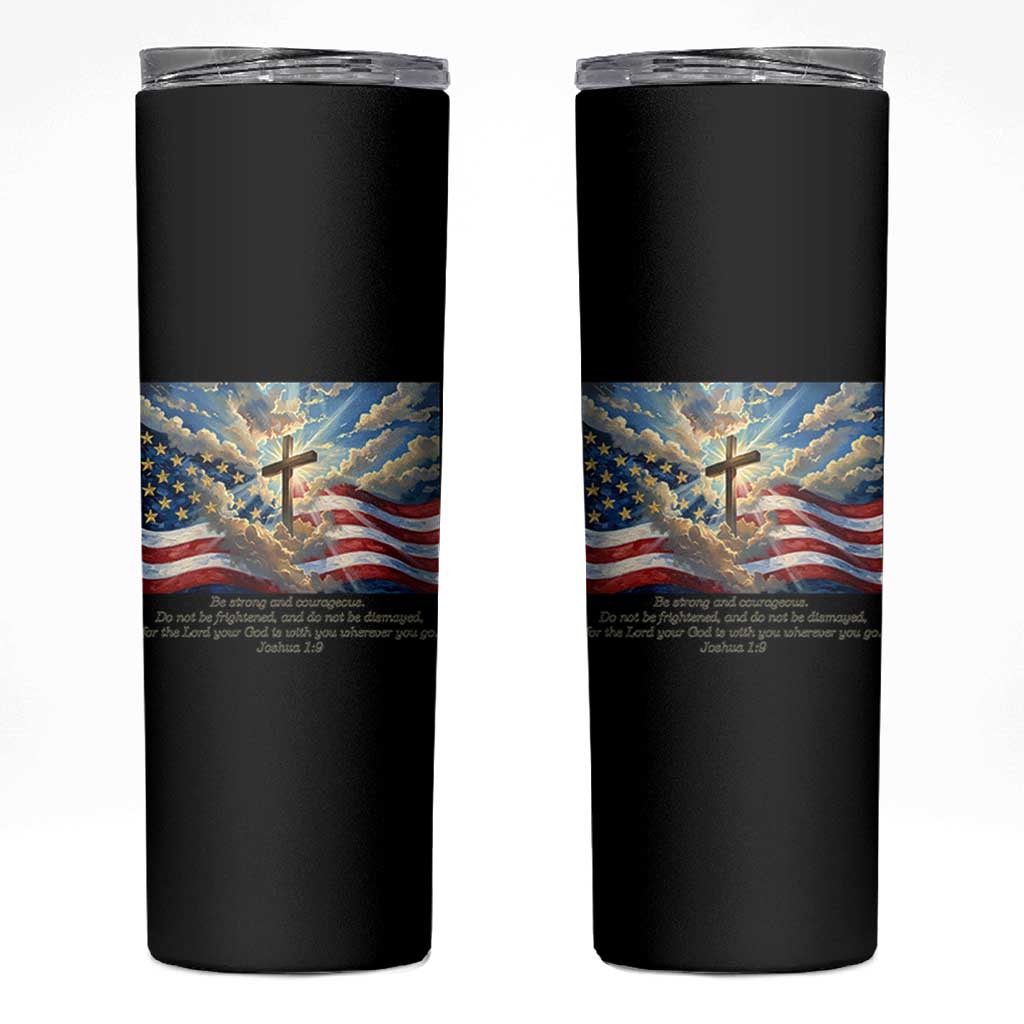 Jesus Christian Skinny Tumbler American Flag Religious Cross Bible Verse Faith Inspirational - Wonder Print Shop