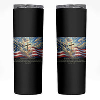 Jesus Christian Skinny Tumbler American Flag Religious Cross Bible Verse Faith Inspirational - Wonder Print Shop