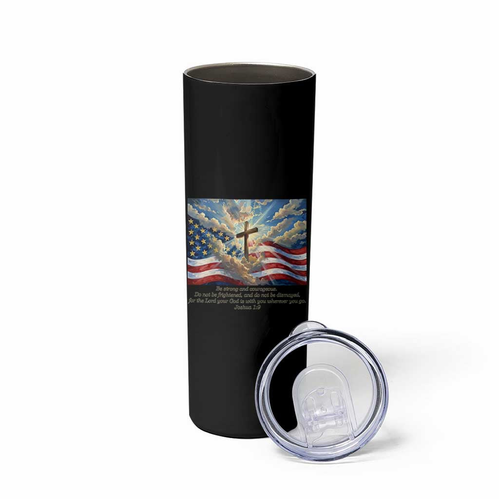 Jesus Christian Skinny Tumbler American Flag Religious Cross Bible Verse Faith Inspirational - Wonder Print Shop