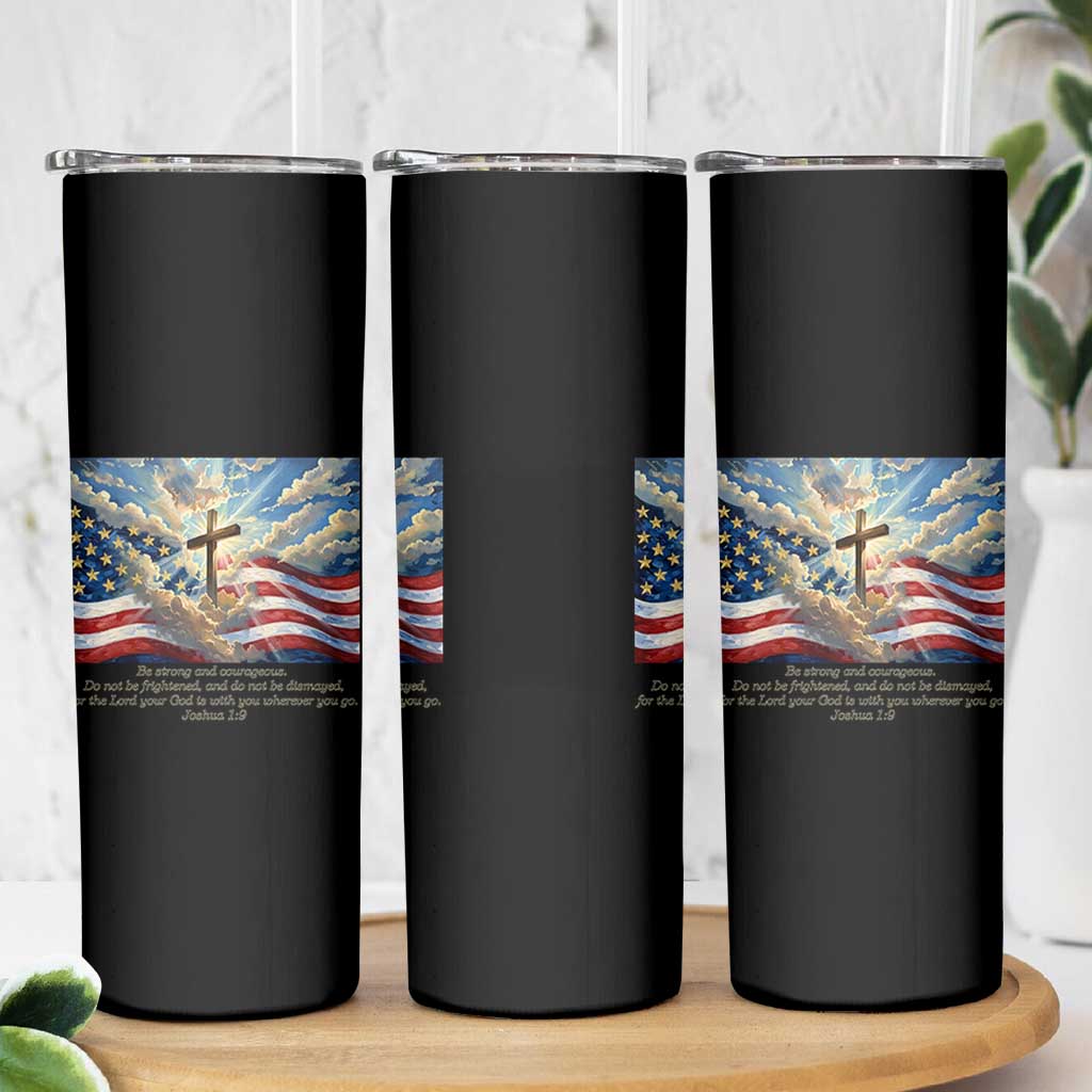 Jesus Christian Skinny Tumbler American Flag Religious Cross Bible Verse Faith Inspirational - Wonder Print Shop